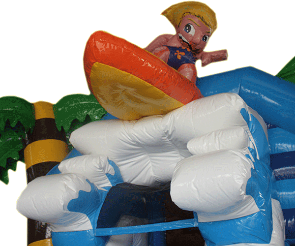 H22-9008_H-pfburg_Surfer_4 Figuren-Hüpfburg Surfer mit Rutsche
