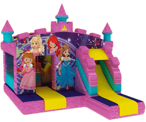 Hüpfburg Glitzerschloss Prinzessin mit Rutsche